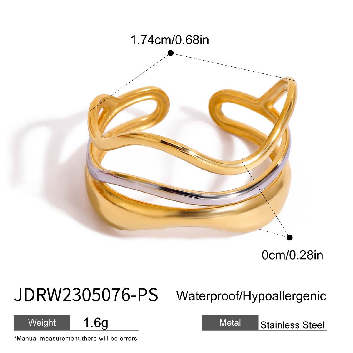 Damen Offenes Armreif mit welleförmigem Design aus hypoallergenem Edelstahl Shop Nory