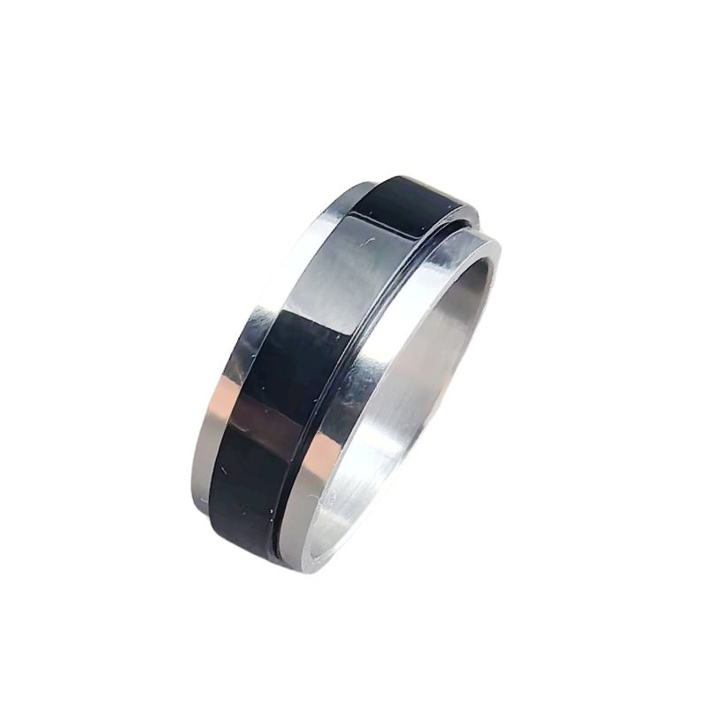 Herren Ring mit stylischer, zweifarbiger Oberfläche und polierter Edelstahlstruktur Shop Nory