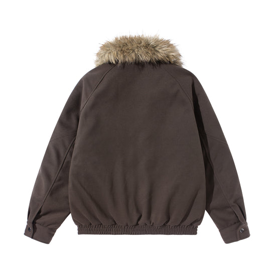 Damen Boxy Blouson mit voluminösem Kunstfellkragen und elastischem Saum Shop Nory