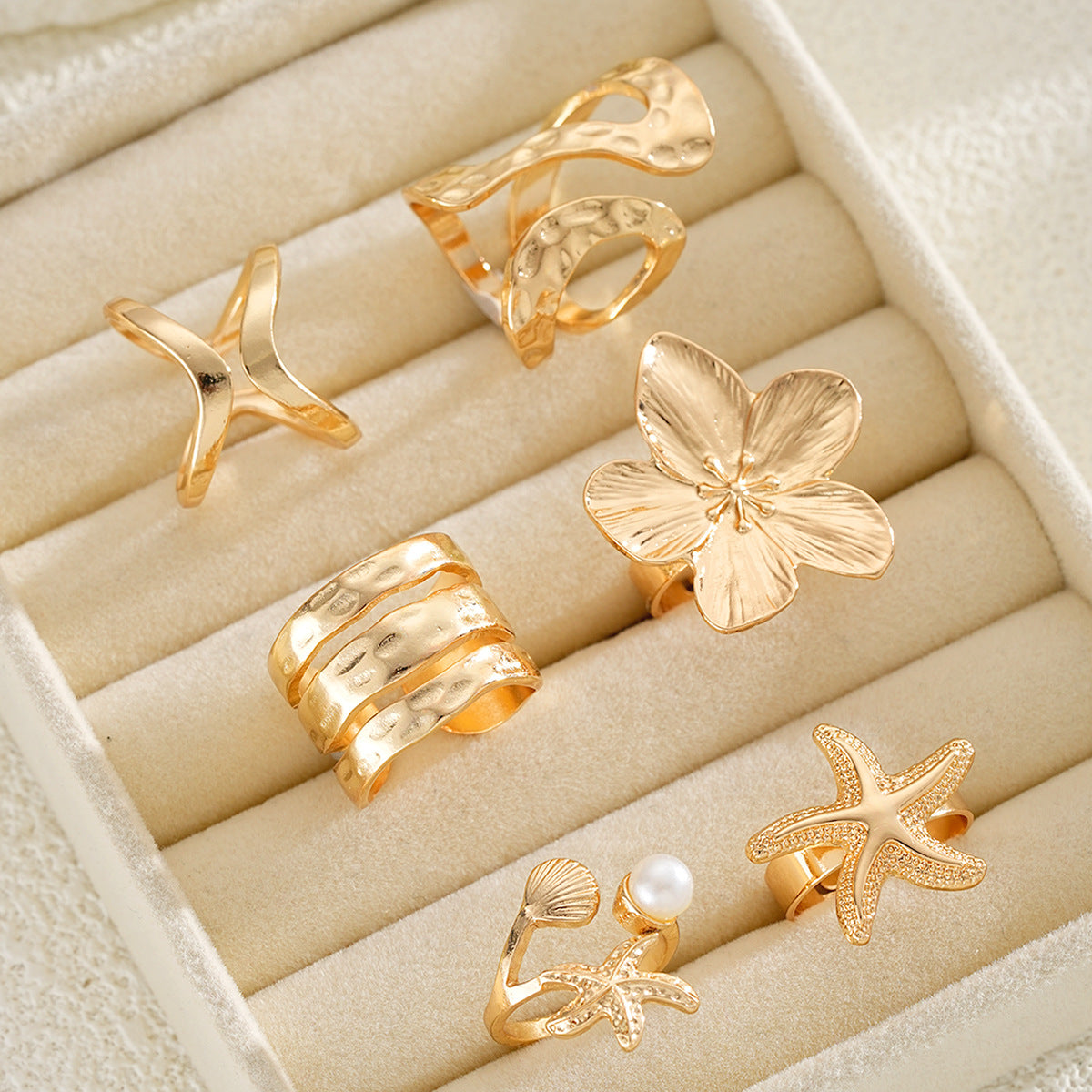Damen Ring-Set mit floralen und maritimen Designs Shop Nory