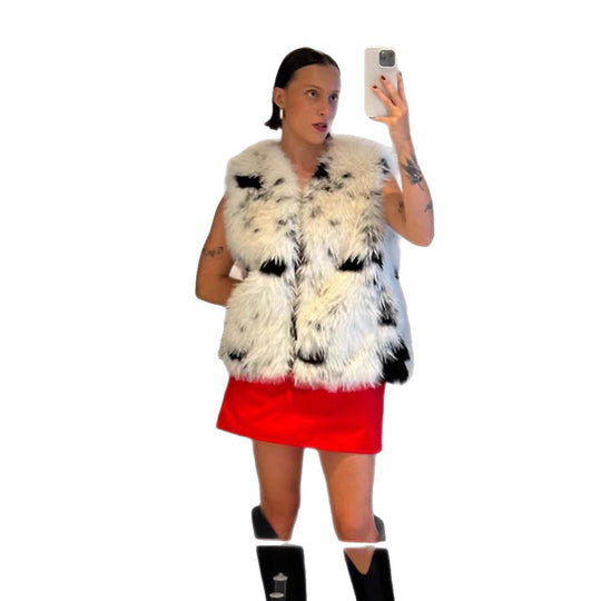 Damen Kunstfell-Weste mit hohem Kragen und lockerem Kurzschnitt Shop Nory
