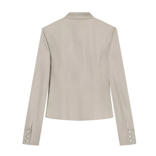 Damen Militärinspirierte Kurzjacke mit Stehkragen, Zierknopfleiste und Reißverschluss Shop Nory