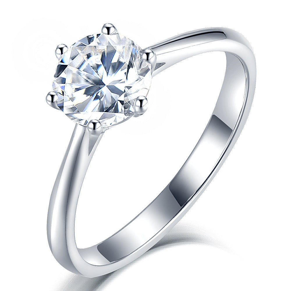 Damen eleganter Solitär-Verlobungsring mit funkelndem Hauptstein aus hochwertigem Zirkon Shop Nory