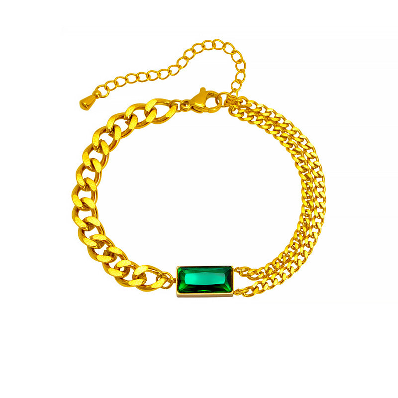 Damen Fußkette mit luxuriösem grünen Kristallelement Shop Nory