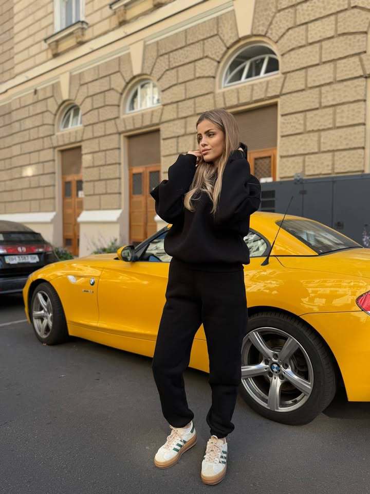 Damen Oversized-Fleece-Sweatset mit Kapuze und konisch zulaufender Jogginghose Shop Nory