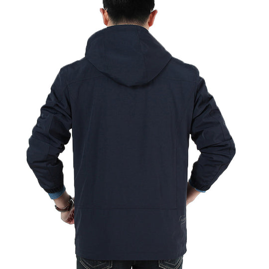 Herren Leichte Utility-Feldjacke mit Kapuze, Reißverschluss und Multifunktionstaschen Shop Nory