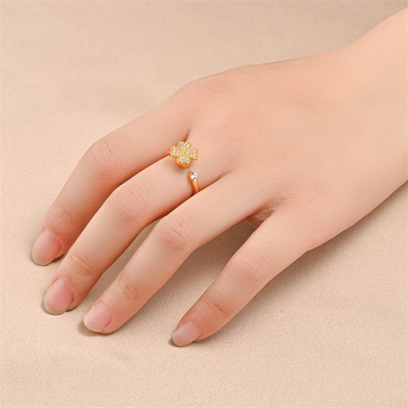 Damen Offener Ring mit elegantem Augendesign und funkelnden Zirkonia Steinen Shop Nory