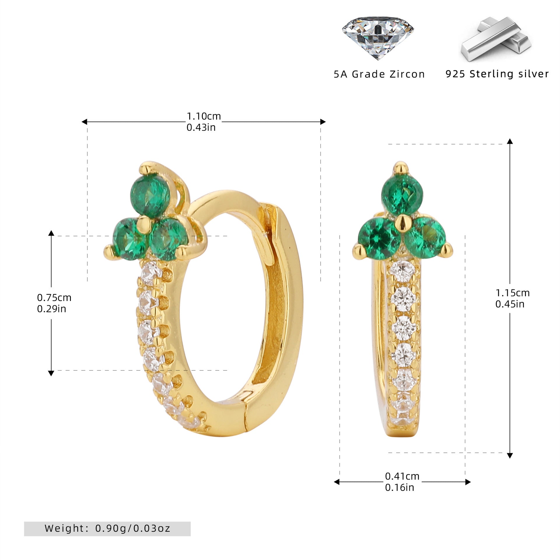 Damen Ohrhänger mit glitzerndem Zirkonmotiv und hochwertigem 925 Sterling Silber Shop Nory
