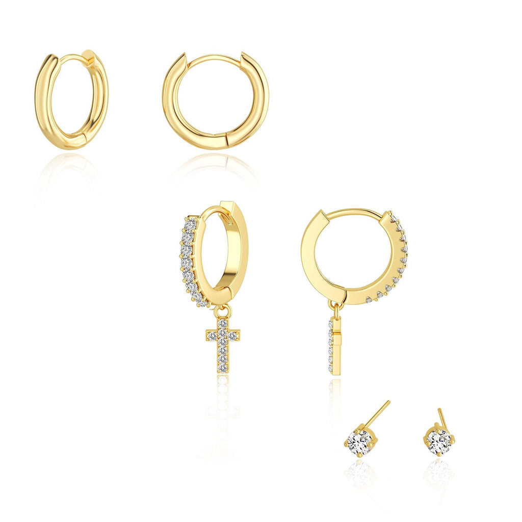 Damen Ohrschmuck-Set mit eleganten Creolen und funkelnden Zirkonia Shop Nory