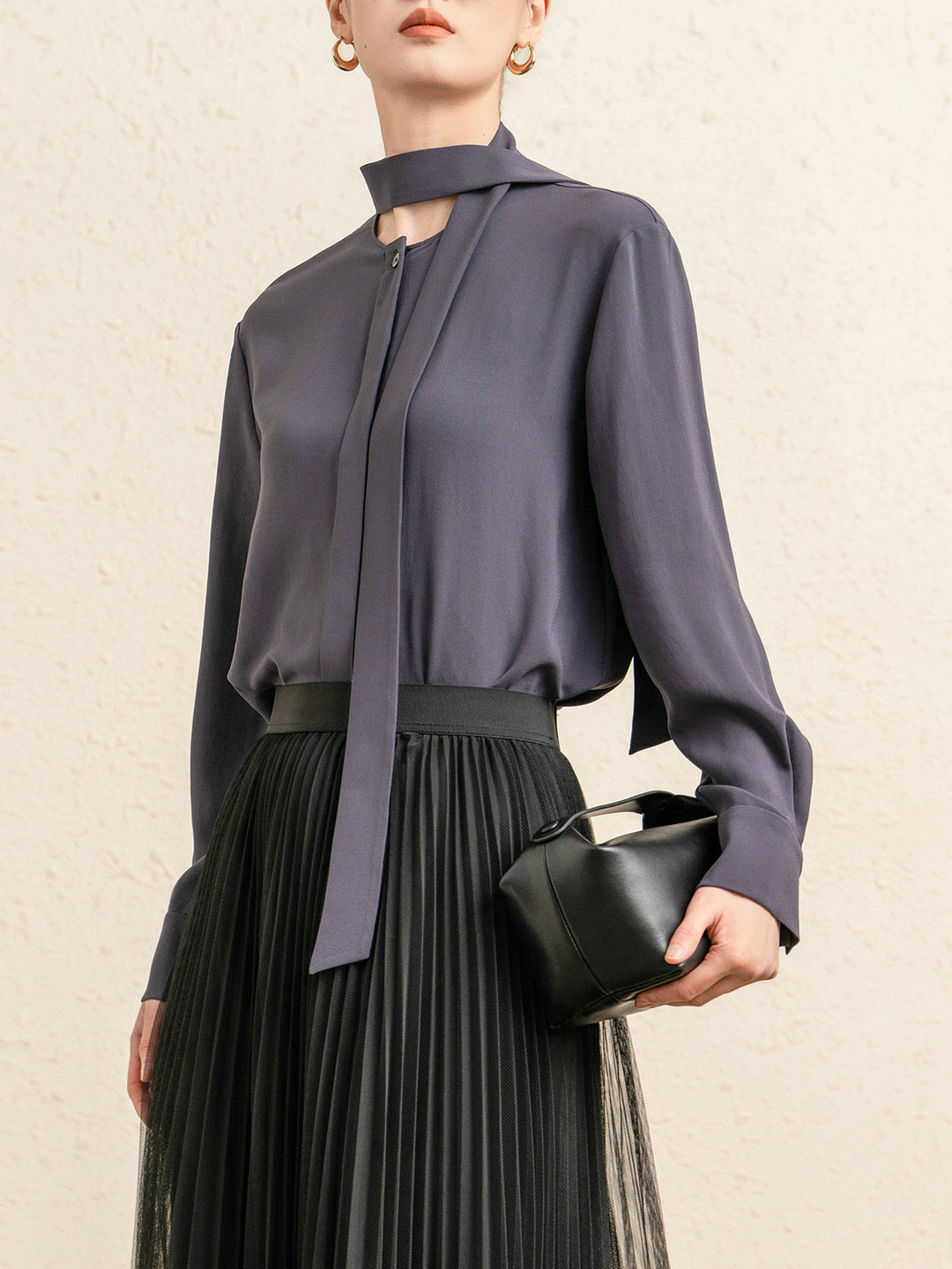 Damen Elegante Schleife Bluse Shop Nory