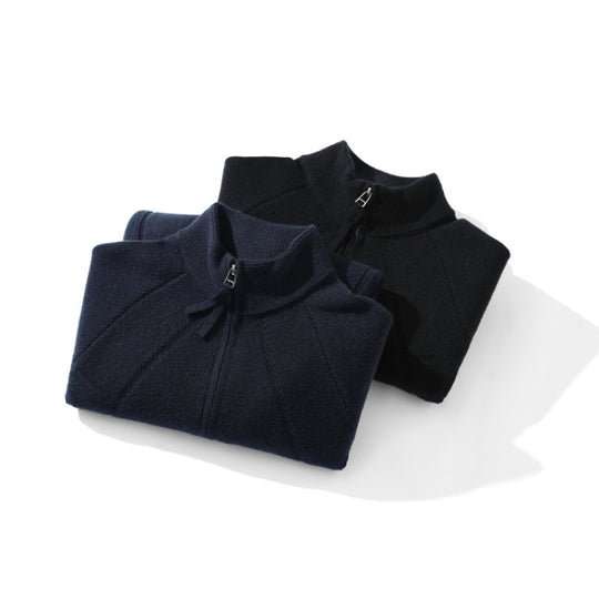 Unisex Grobgestrickte Zip-Strickjacke mit Stehkragen und Zweiwege-Reißverschluss Shop Nory