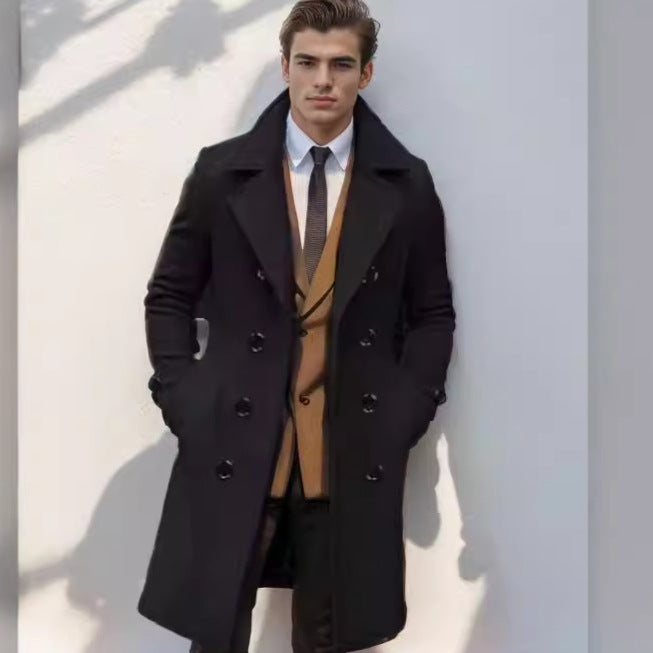Herren Doppelreihiger Wollmantel mit breitem Revers und taillierter Silhouette Shop Nory