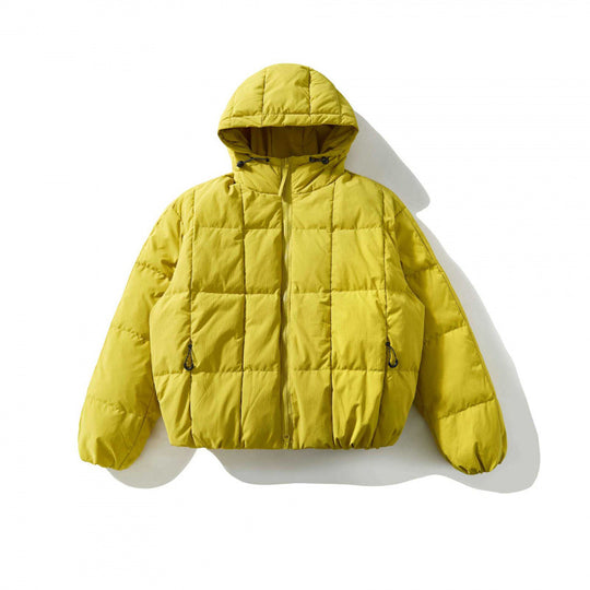 Unisex Weitgeschnittene gesteppte Kapuzenjacke mit Quadratsteppung und elastischem Saum Shop Nory