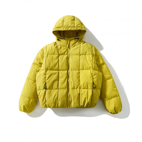 Unisex Weitgeschnittene gesteppte Kapuzenjacke mit Quadratsteppung und elastischem Saum Shop Nory