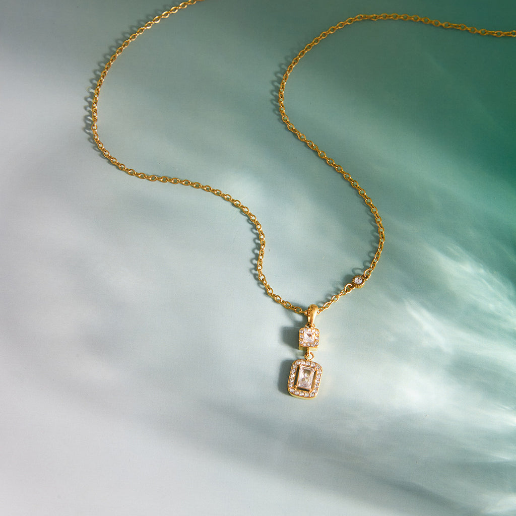 Damen Halskette mit funkelnden Zirkonia und hochwertigem Edelstahl Shop Nory
