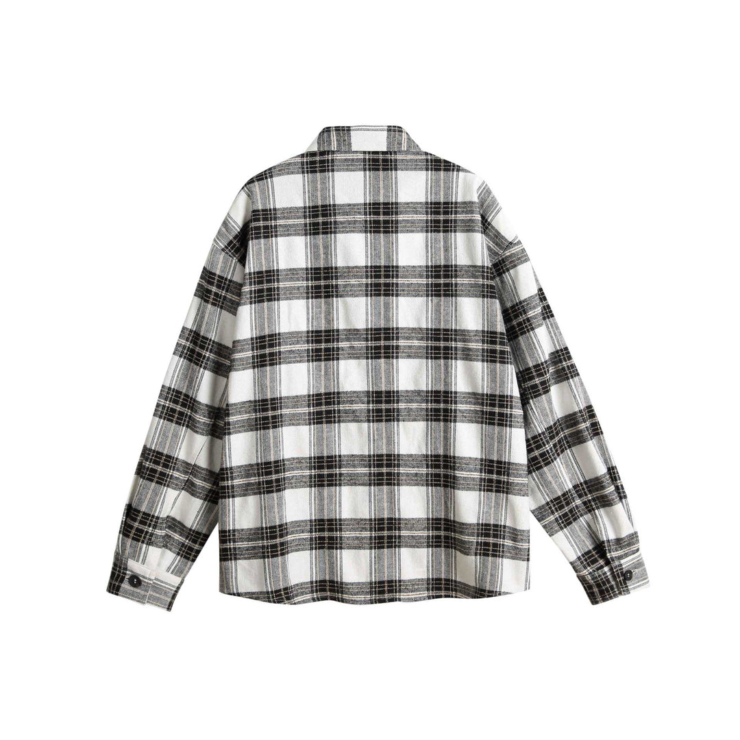 Unisex Oversize-Hemdjacke im Karo-Mix mit vertikaler Argyle-Stickerei Shop Nory