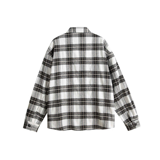 Unisex Oversize-Hemdjacke im Karo-Mix mit vertikaler Argyle-Stickerei Shop Nory