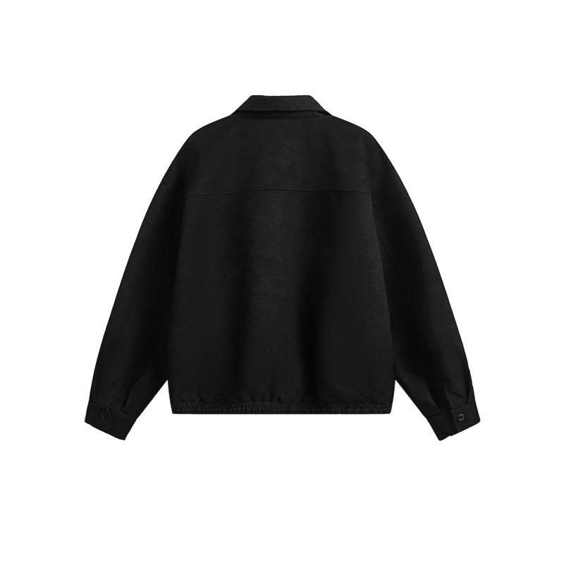 Unisex Boxy-Blousonjacke mit durchgehendem Metallreißverschluss und Hemdkragen Shop Nory