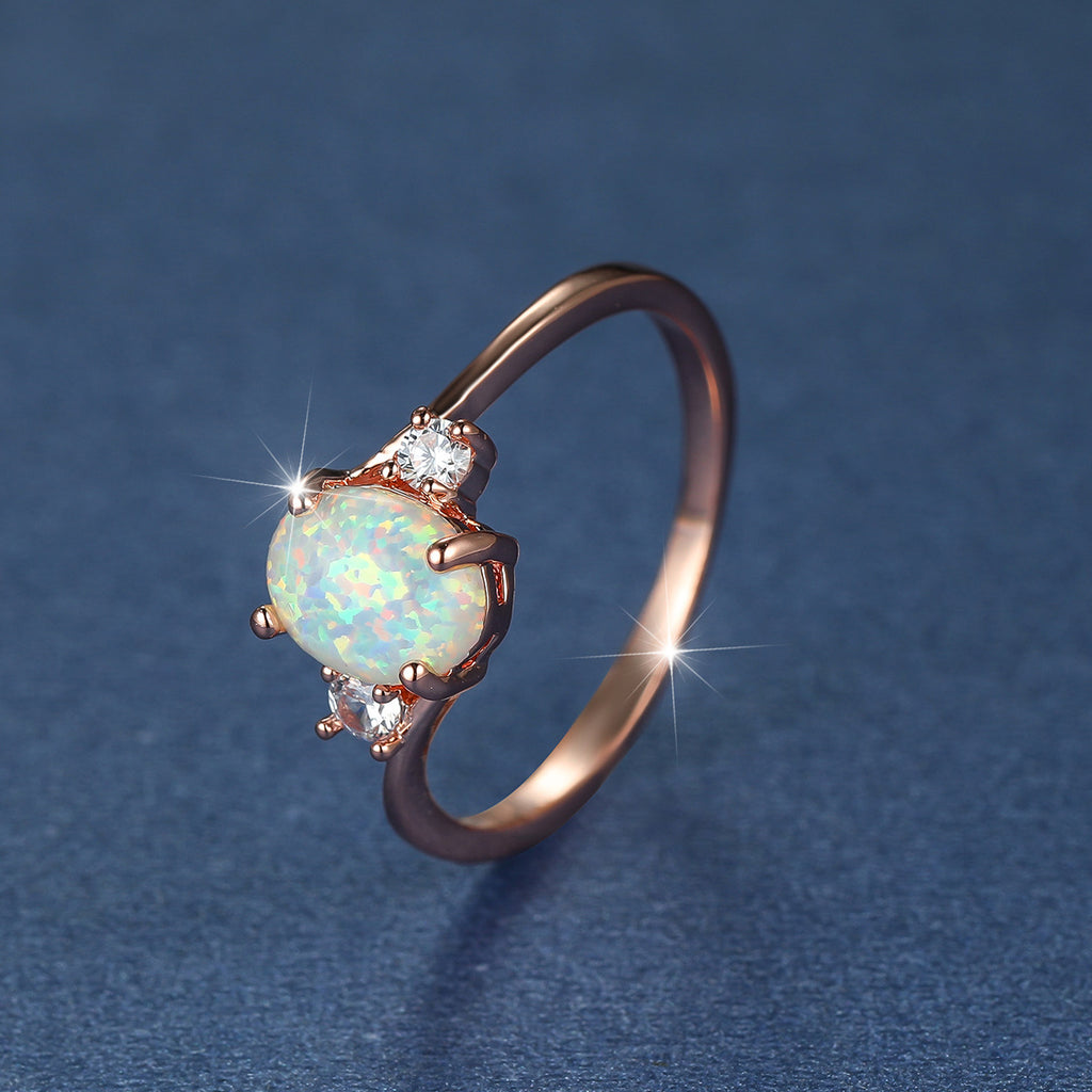 Damen Ring mit Opalstein und funkelnden Zirkonia Shop Nory