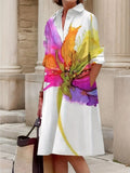 Damen Elegante Hemdblusenkleid mit floralem Design