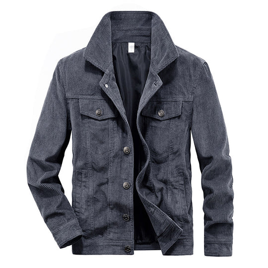 Herren Cordjacke im Truckerstil mit Feincordstruktur und Druckknopfverschluss Shop Nory