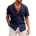 Herren Kurzarmhemd mit weichem Leinenmix und modernem Henley-Ausschnitt