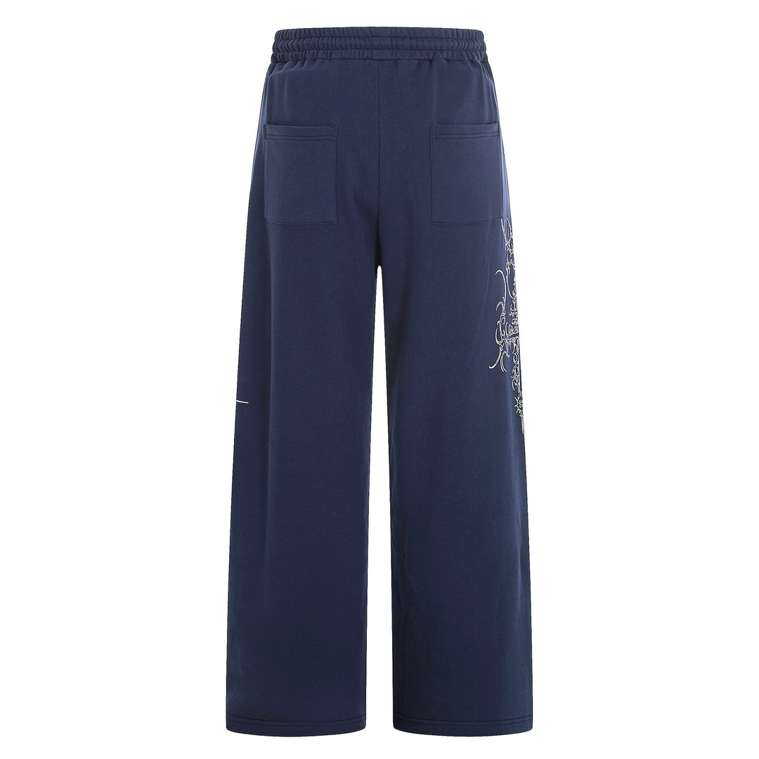Damen Weite Sweatpants mit Tunnelzug, Ziernieten und grafischem Print Shop Nory