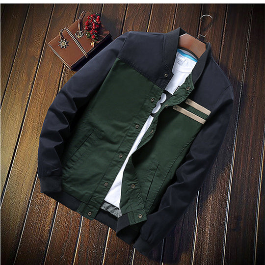 Herren Canvas-Bomberjacke im Field-Stil mit kontrastierenden Ärmeln und Bruststreifen Shop Nory