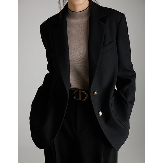 Damen Taillierter Mantelblazer mit Bindegürtel, Pattentaschen und Reverskragen Shop Nory
