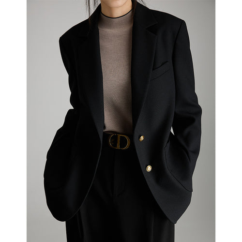 Damen Taillierter Mantelblazer mit Bindegürtel, Pattentaschen und Reverskragen Shop Nory