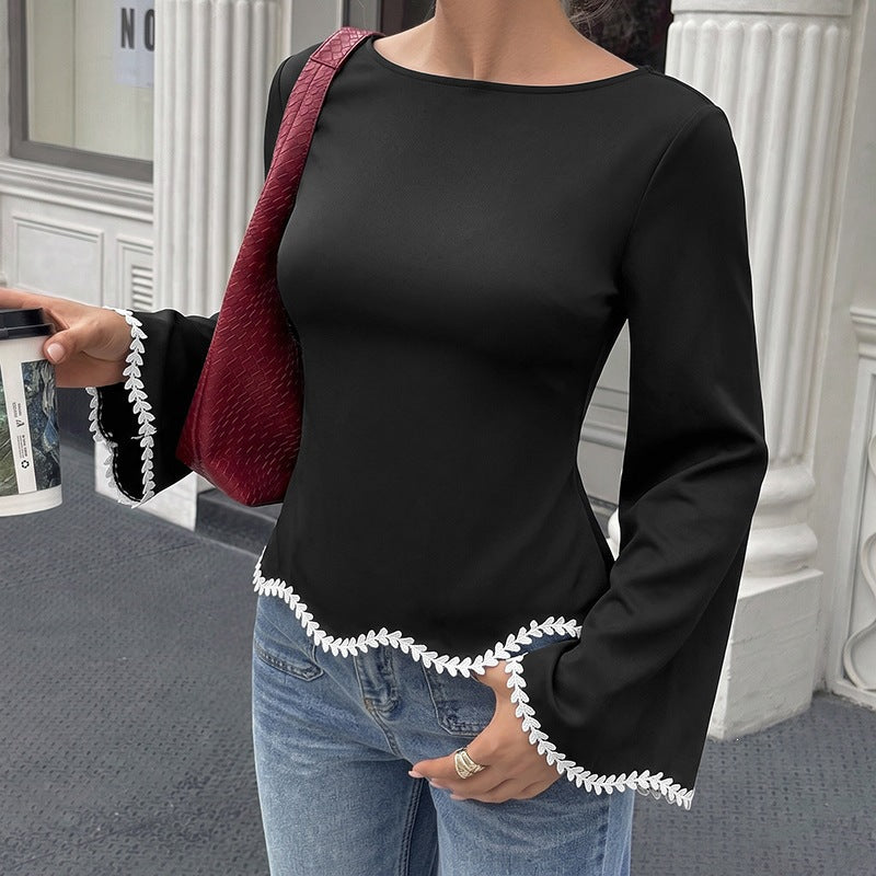 Damen Elegantes Oberteil mit Spitzendetails Shop Nory