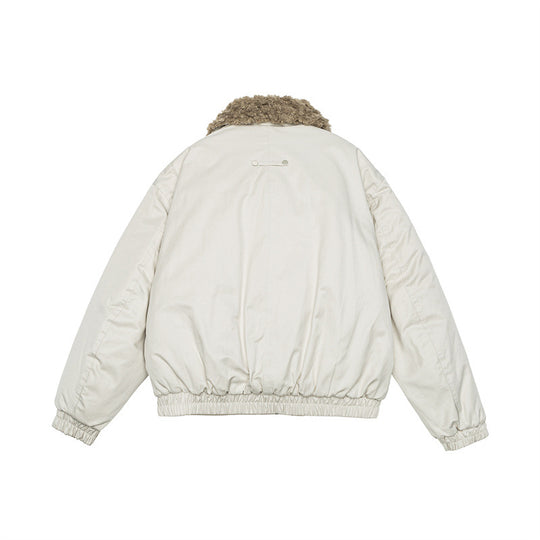 Damen Kurz geschnittene Teddy-gefütterte Blousonjacke mit Webpelzkragen Shop Nory