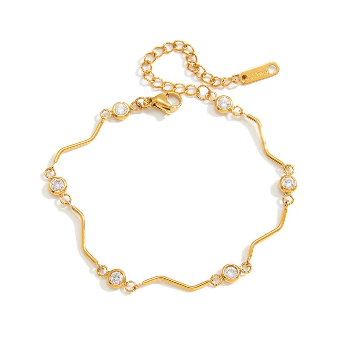 Damen elegantes Armband mit hypoallergenem Edelstahl und funkelnden Kristallakzenten Shop Nory
