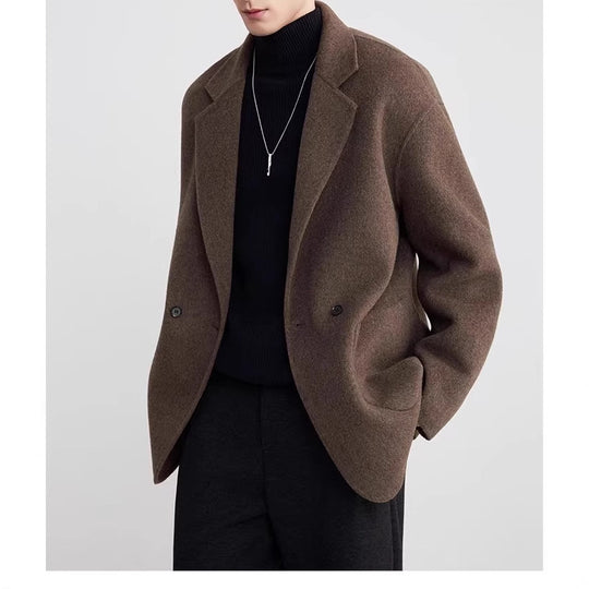 Herren Oversize Doppelknopf-Wollmix-Kurzmantel mit aufgesetzten Taschen Shop Nory