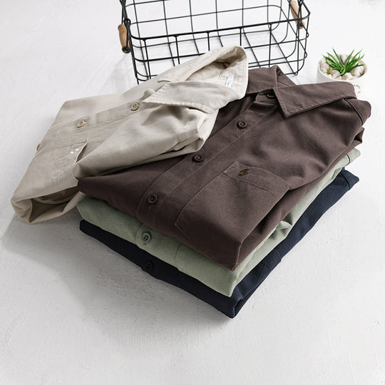 Herren Hemdjacke-Overshirt aus softem Baumwoll-Twill im Layering-Look mit aufgesetzter Brusttasche Shop Nory