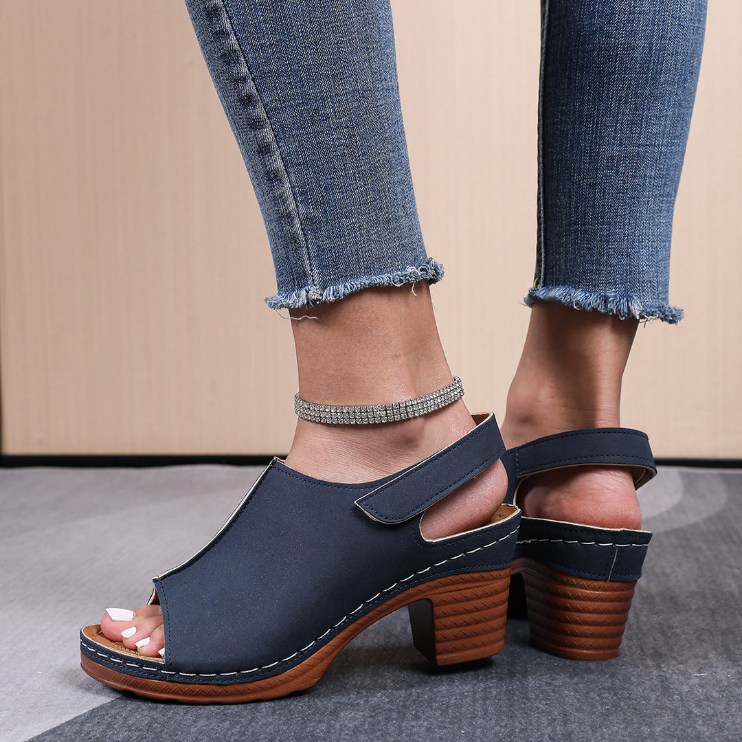 Damen Clogs mit elegantem offenes Design und komfortablem Blockabsatz