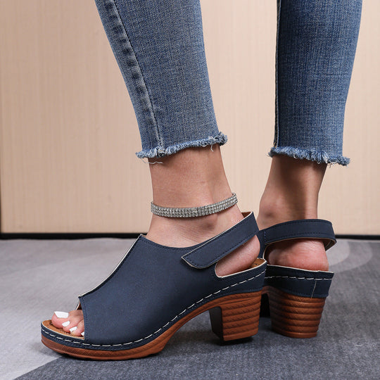 Damen Clogs mit elegantem offenes Design und komfortablem Blockabsatz