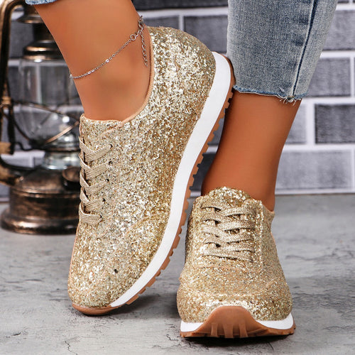 Damen Glitzernde Sneaker mit atmungsaktiver Sohle