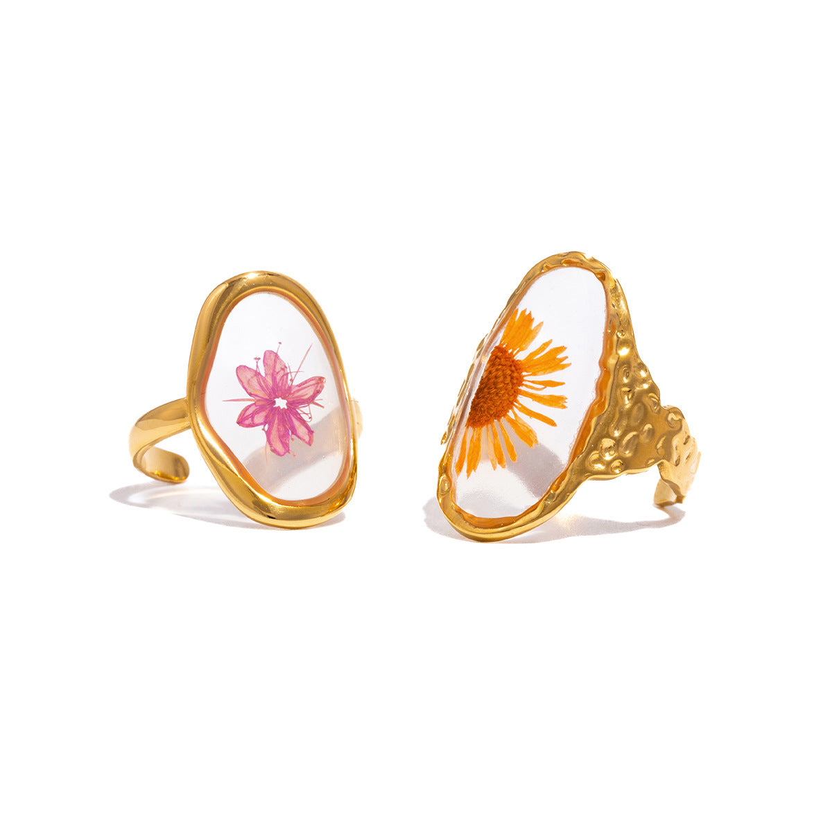Damen Offener Ring mit floralem Design aus hypoallergenem Edelstahl Shop Nory