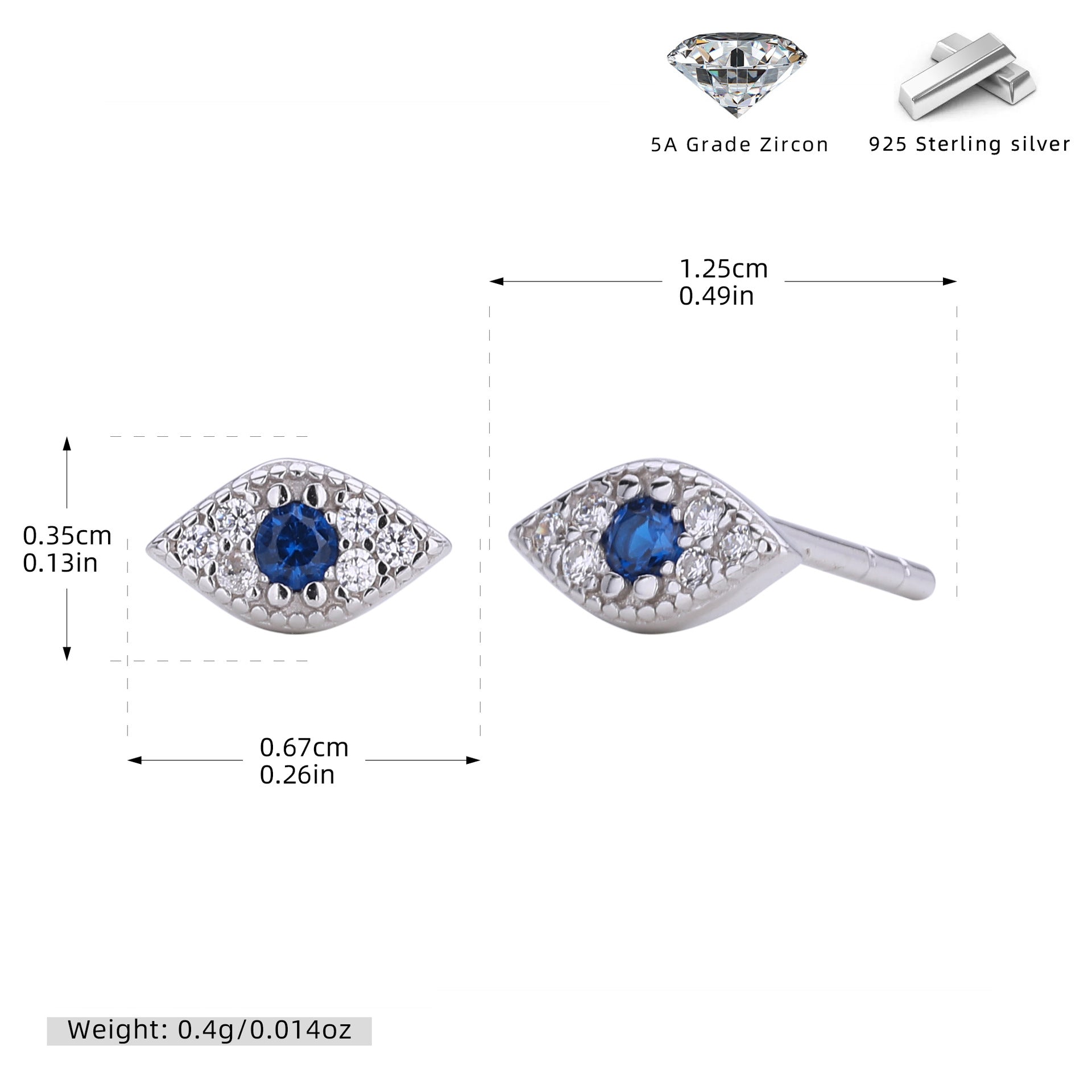 Damen Ohrstecker mit buntem Zirkonia-Shop Nory