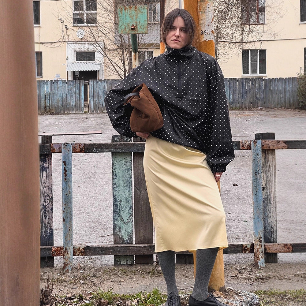 Damen Gepunkteter leichter Windbreaker-Anorak mit Stehkragen und halbem Reißverschluss Shop Nory