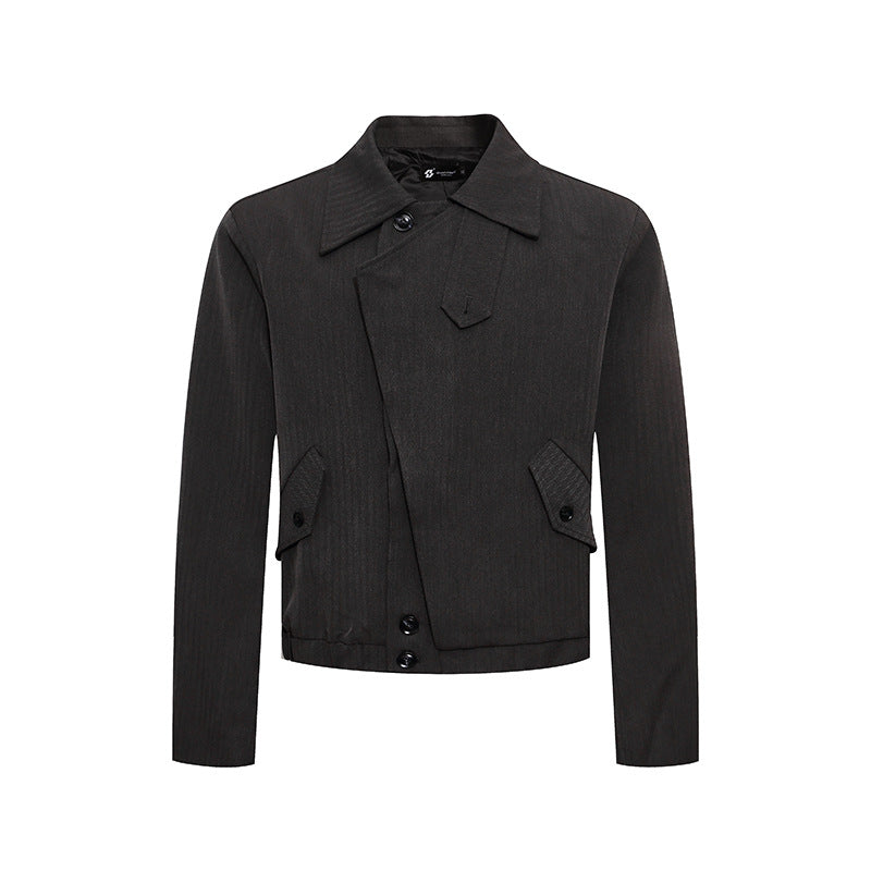 Herren kurzes asymmetrisches Twill-Blouson mit verdeckter Knopfleiste Shop Nory