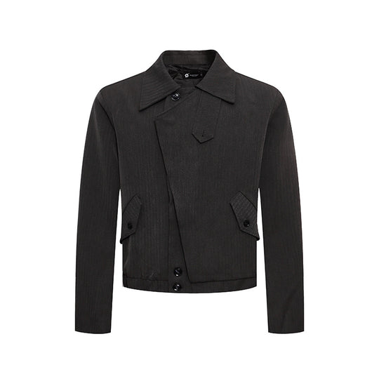 Herren kurzes asymmetrisches Twill-Blouson mit verdeckter Knopfleiste Shop Nory