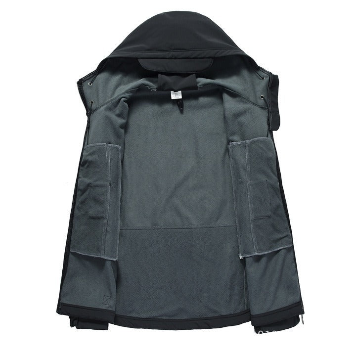 Herren Taktische Softshelljacke mit Kapuze, Tarnmuster und Mehrfach-Reißverschlusstaschen Shop Nory
