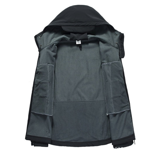 Herren Taktische Softshelljacke mit Kapuze, Tarnmuster und Mehrfach-Reißverschlusstaschen Shop Nory
