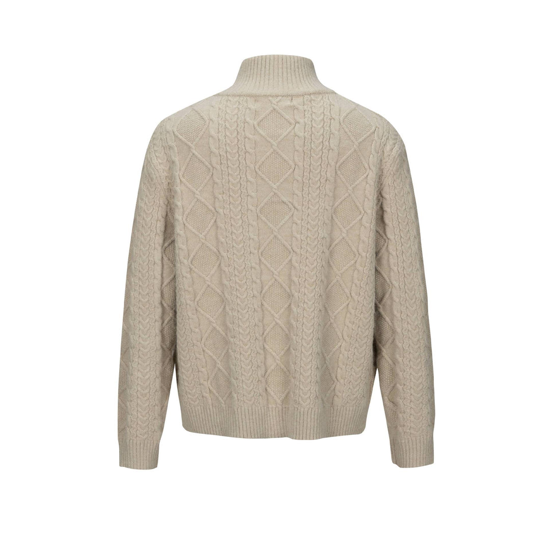 Herren Strick-Zipjacke mit Zopfmuster und hohem Stehkragen Shop Nory