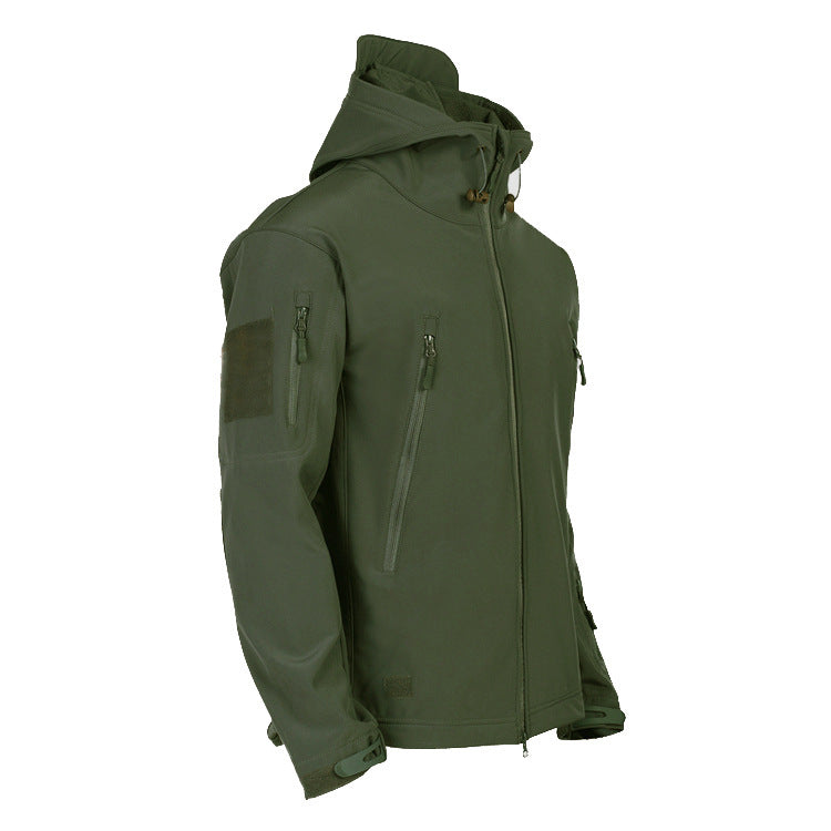 Herren taktische Softshell‑Fieldjacke mit Kapuze, Multifunktionstaschen und Klettpatchfläche Shop Nory