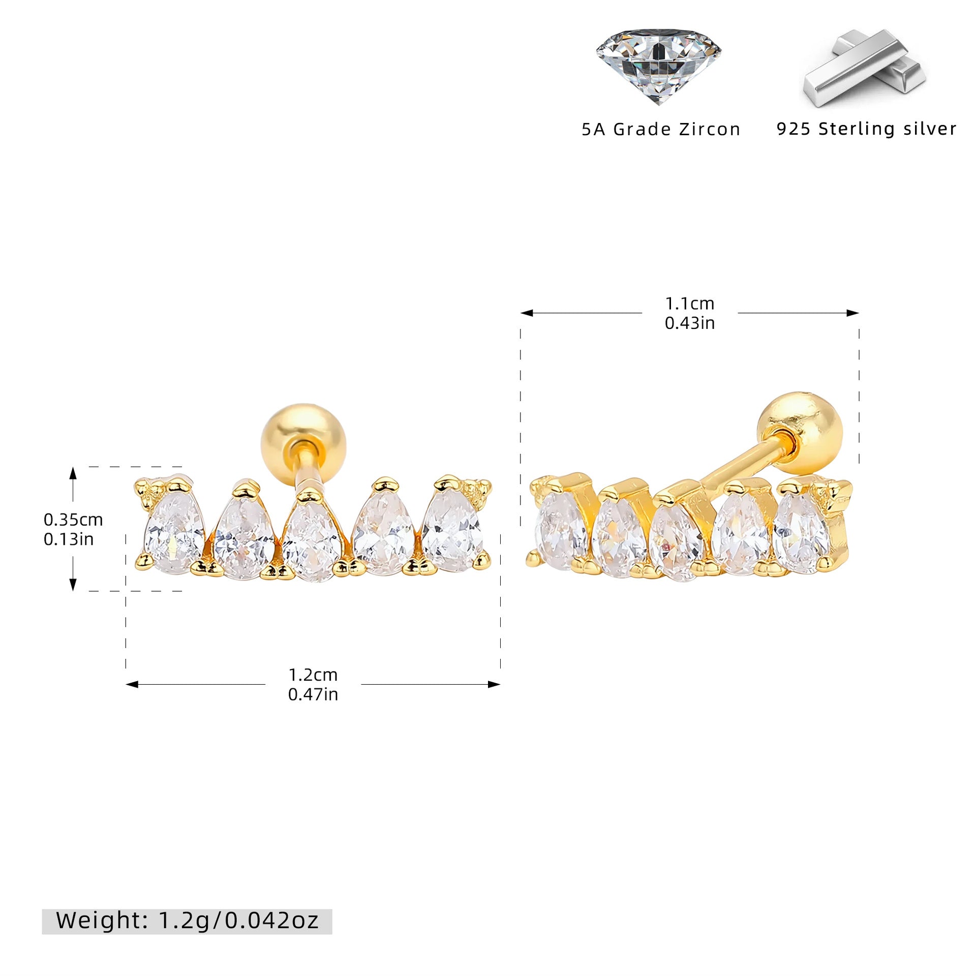 Damen Ohrstecker mit glitzernden Zirkonsteinen aus hochwertigem 925 Sterling Silber Shop Nory