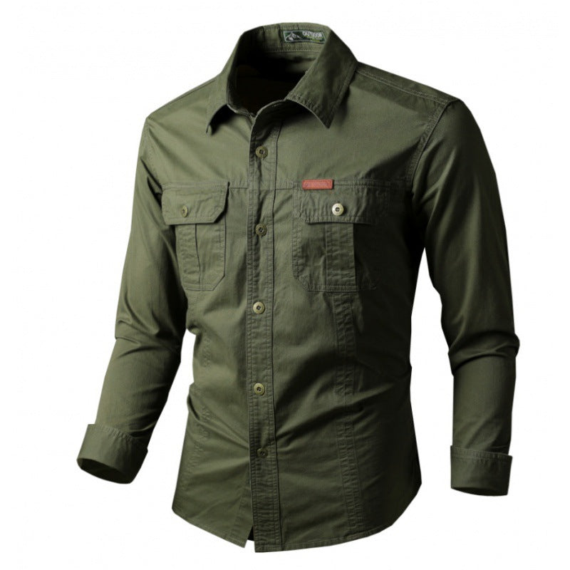 Herren Langarm-Arbeitshemd mit Doppel-Brusttaschen und robustem Twill Shop Nory