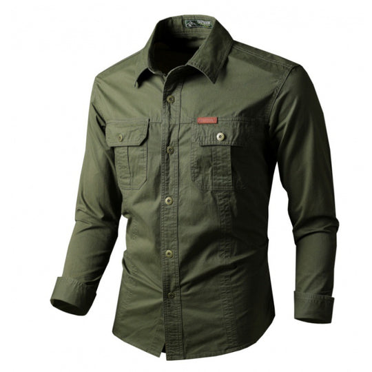 Herren Langarm-Arbeitshemd mit Doppel-Brusttaschen und robustem Twill Shop Nory